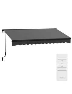 Outsunny 2.5 x 3.5m Aluminium Frame Electric Awning, with Remote - Dark Grey 2