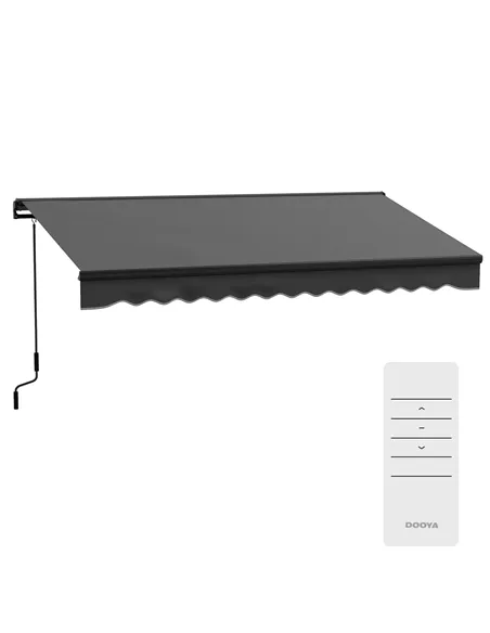 Outsunny 2.5 x 3.5m Aluminium Frame Electric Awning, with Remote - Dark Grey