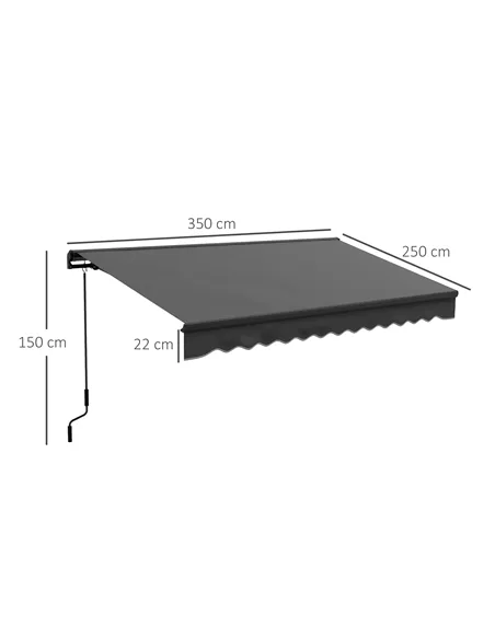 Outsunny 2.5 x 3.5m Aluminium Frame Electric Awning, with Remote - Dark Grey