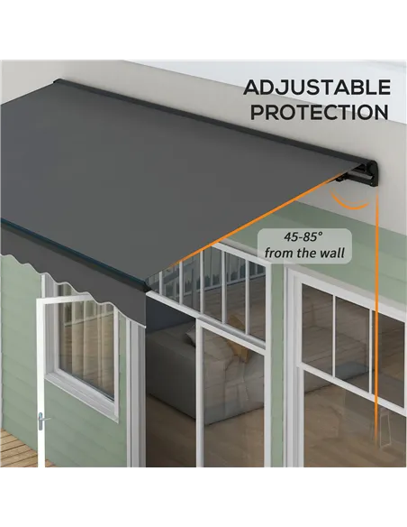 Outsunny 2.5 x 3.5m Aluminium Frame Electric Awning, with Remote - Dark Grey