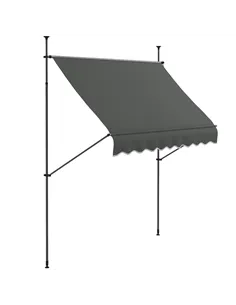 Outsunny 2.5 x 1.2m Retractable Awning, Free Standing Patio Sun Shade Shelter, UV Resistant, for Window and Door, Dark Grey