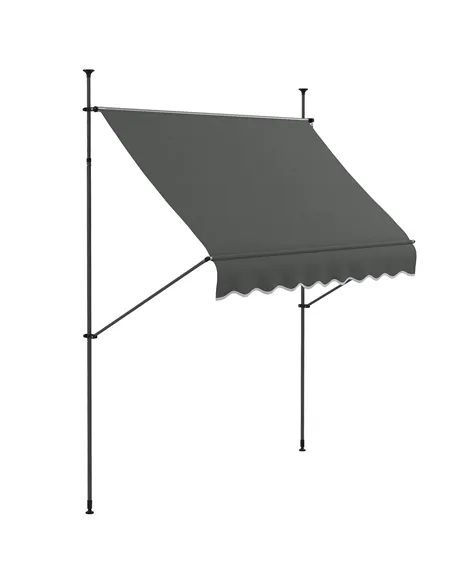 Outsunny 2.5 x 1.2m Retractable Awning, Free Standing Patio Sun Shade Shelter, UV Resistant, for Window and Door, Dark Grey