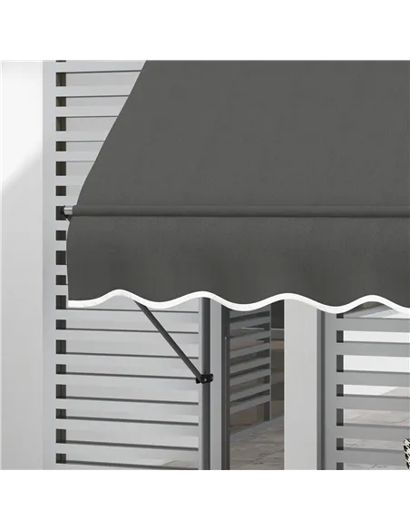 Outsunny 2.5 x 1.2m Retractable Awning, Free Standing Patio Sun Shade Shelter, UV Resistant, for Window and Door, Dark Grey