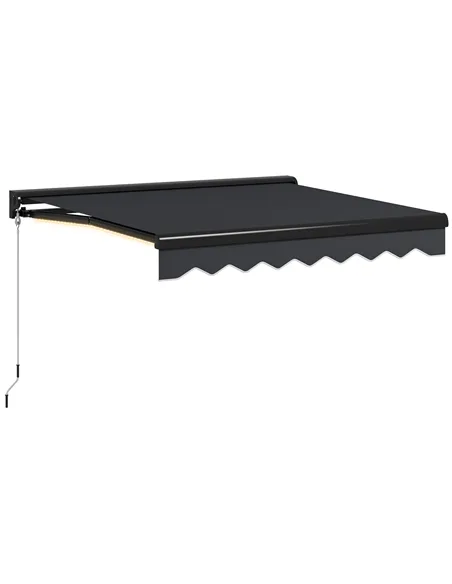 Outsunny 3 x 2.5m Electric Awning with LED Light, Aluminium Frame Retractable Awning Sun Canopies for Patio Door Window