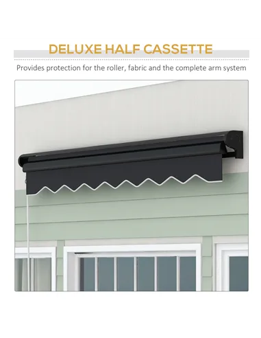 Outsunny 3 x 2.5m Electric Awning with LED Light, Aluminium Frame Retractable Awning Sun Canopies for Patio Door Window