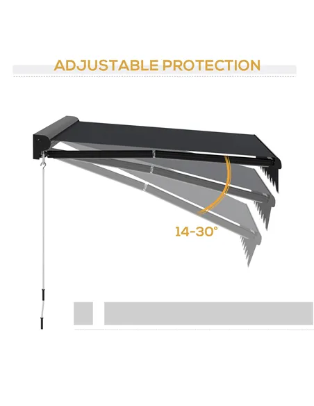 Outsunny 3 x 2.5m Electric Awning with LED Light, Aluminium Frame Retractable Awning Sun Canopies for Patio Door Window