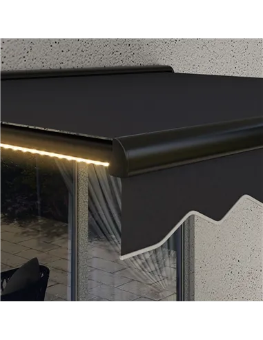 Outsunny 3 x 2.5m Electric Awning with LED Light, Aluminium Frame Retractable Awning Sun Canopies for Patio Door Window