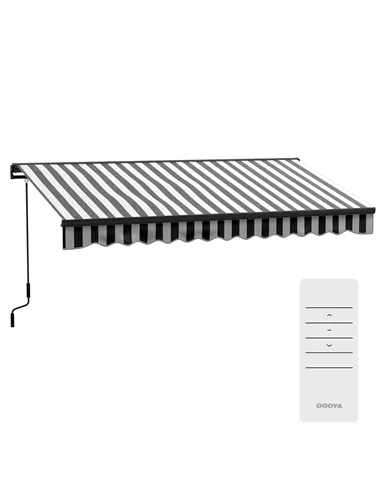 Outsunny 2.5 x 3.5m Aluminium Frame Electric Awning, with Remote - Grey/White