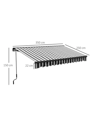 Outsunny 2.5 x 3.5m Aluminium Frame Electric Awning, with Remote - Grey/White