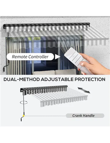 Outsunny 2.5 x 3.5m Aluminium Frame Electric Awning, with Remote - Grey/White
