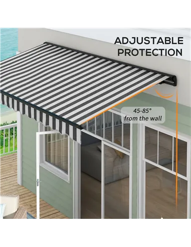 Outsunny 2.5 x 3.5m Aluminium Frame Electric Awning, with Remote - Grey/White