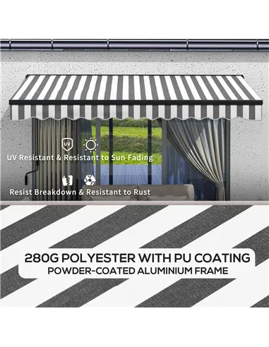 Outsunny 2.5 x 3.5m Aluminium Frame Electric Awning, with Remote - Grey/White