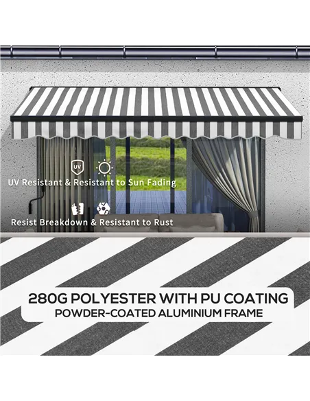 Outsunny 2.5 x 3.5m Aluminium Frame Electric Awning, with Remote - Grey/White