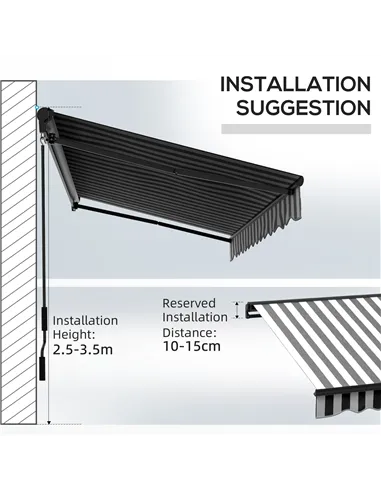 Outsunny 2.5 x 3.5m Aluminium Frame Electric Awning, with Remote - Grey/White