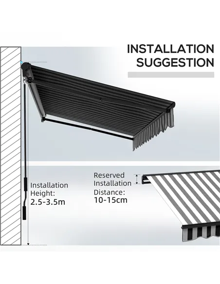 Outsunny 2.5 x 3.5m Aluminium Frame Electric Awning, with Remote - Grey/White