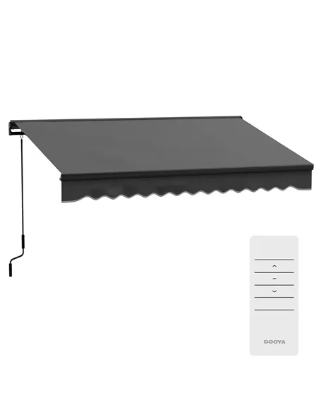Outsunny 3 x 2m Aluminium Frame Electric Awning, with Remote - Dark Grey