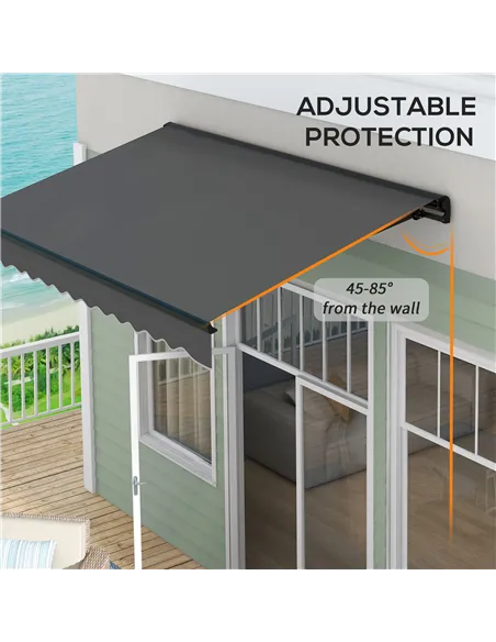 Outsunny 3 x 2m Aluminium Frame Electric Awning, with Remote - Dark Grey