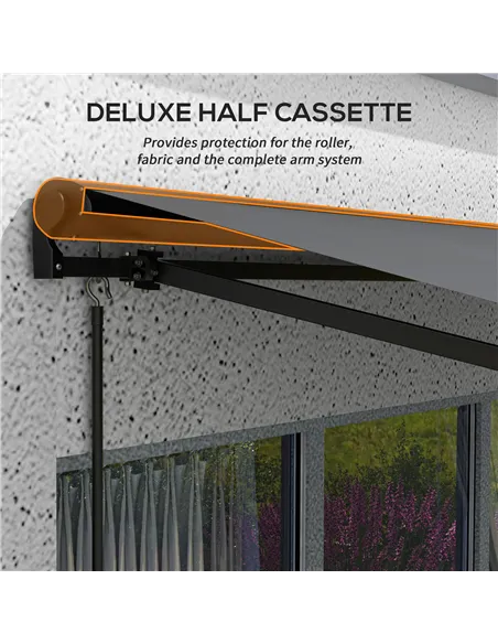 Outsunny 3 x 2m Aluminium Frame Electric Awning, with Remote - Dark Grey