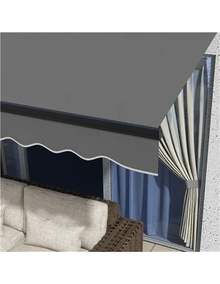 Outsunny 3 x 2m Aluminium Frame Electric Awning, with Remote - Dark Grey