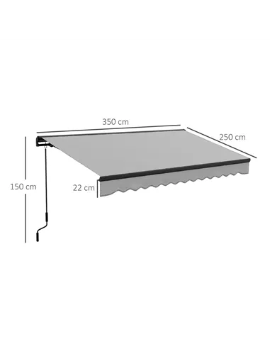 Outsunny 2.5 x 3.5m Aluminium Frame Electric Awning, with Remote - Light Grey