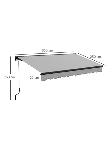 Outsunny 2.5 x 3.5m Aluminium Frame Electric Awning, with Remote - Light Grey
