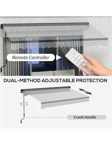 Outsunny 2.5 x 3.5m Aluminium Frame Electric Awning, with Remote - Light Grey