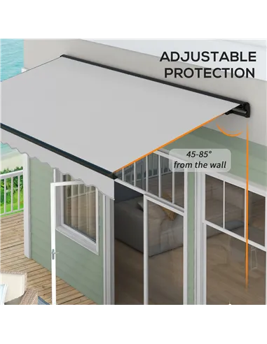 Outsunny 2.5 x 3.5m Aluminium Frame Electric Awning, with Remote - Light Grey