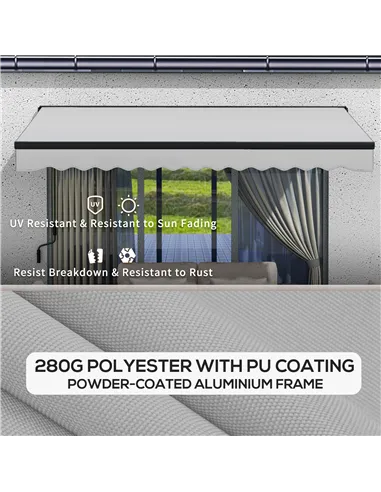 Outsunny 2.5 x 3.5m Aluminium Frame Electric Awning, with Remote - Light Grey