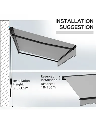 Outsunny 2.5 x 3.5m Aluminium Frame Electric Awning, with Remote - Light Grey