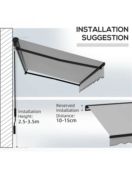 Outsunny 2.5 x 3.5m Aluminium Frame Electric Awning, with Remote - Light Grey