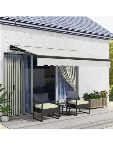 Outsunny 2.5 x 3.5m Aluminium Frame Electric Awning, with Remote - Light Grey