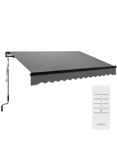 Outsunny 3 x 2.5m Electric Awning with LED Light and Remote Controller, Aluminium Frame DIY Retractable Awning, UV50+ Sun Shade 