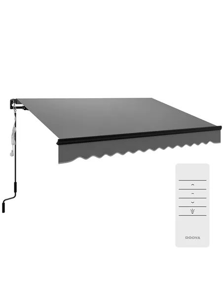 Outsunny 3 x 2.5m Electric Awning with LED Light and Remote Controller, Aluminium Frame DIY Retractable Awning, UV50+ Sun Shade 