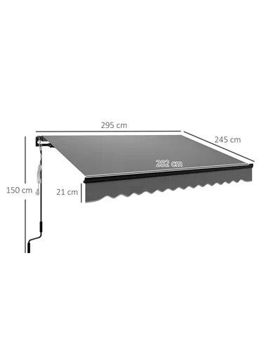 Outsunny 3 x 2.5m Electric Awning with LED Light and Remote Controller, Aluminium Frame DIY Retractable Awning, UV50+ Sun Shade 