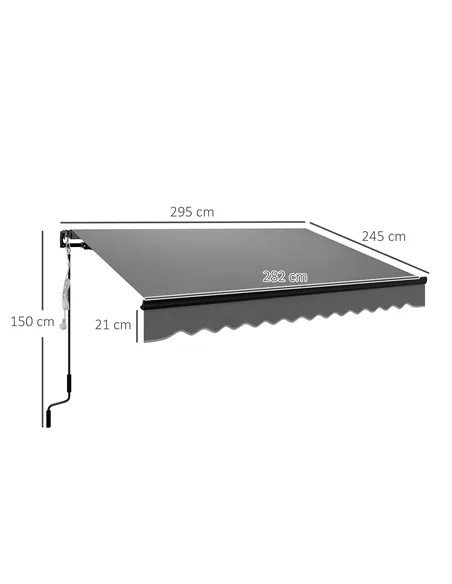 Outsunny 3 x 2.5m Electric Awning with LED Light and Remote Controller, Aluminium Frame DIY Retractable Awning, UV50+ Sun Shade 