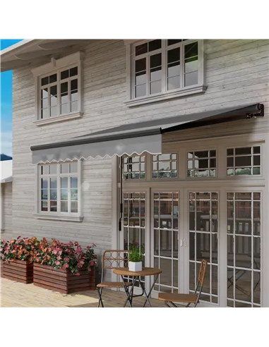 Outsunny 3 x 2.5m Electric Awning with LED Light and Remote Controller, Aluminium Frame DIY Retractable Awning, UV50+ Sun Shade 