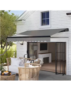 Outsunny 2.5 x 2m Electric Awning with LED Light and Remote Controller, Aluminium Frame DIY Retractable Awning, UV50+ Sun Shade  2