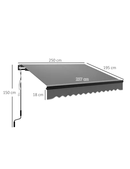 Outsunny 2.5 x 2m Electric Awning with LED Light and Remote Controller, Aluminium Frame DIY Retractable Awning, UV50+ Sun Shade 