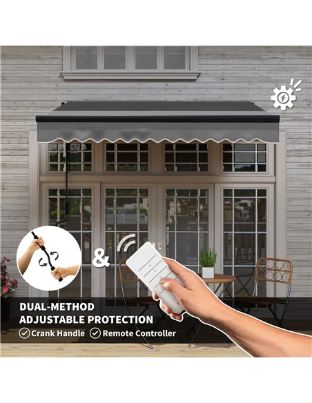 Outsunny 2.5 x 2m Electric Awning with LED Light and Remote Controller, Aluminium Frame DIY Retractable Awning, UV50+ Sun Shade 