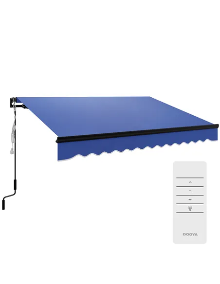 Outsunny 3 x 2.5m Electric Awning with LED Light and Remote Controller, Aluminium Frame DIY Retractable Awning, UV50+ Sun Shade 