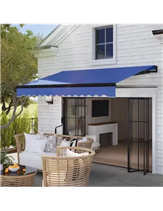 Outsunny 3 x 2.5m Electric Awning with LED Light and Remote Controller, Aluminium Frame DIY Retractable Awning, UV50+ Sun Shade  2