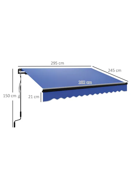Outsunny 3 x 2.5m Electric Awning with LED Light and Remote Controller, Aluminium Frame DIY Retractable Awning, UV50+ Sun Shade 