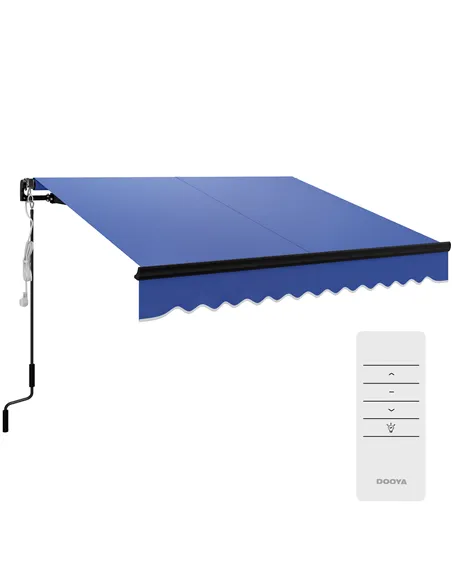 Outsunny 2.5 x 2m Electric Awning with LED Light and Remote Controller, Aluminium Frame DIY Retractable Awning, UV50+ Sun Shade 