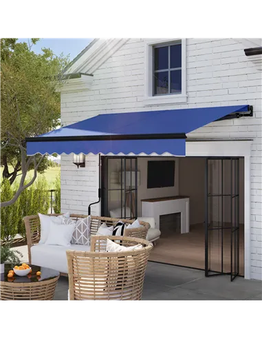 Outsunny 2.5 x 2m Electric Awning with LED Light and Remote Controller, Aluminium Frame DIY Retractable Awning, UV50+ Sun Shade 