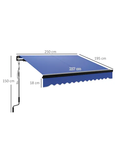Outsunny 2.5 x 2m Electric Awning with LED Light and Remote Controller, Aluminium Frame DIY Retractable Awning, UV50+ Sun Shade 