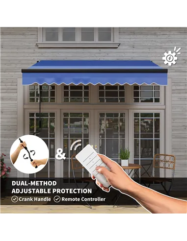 Outsunny 2.5 x 2m Electric Awning with LED Light and Remote Controller, Aluminium Frame DIY Retractable Awning, UV50+ Sun Shade 