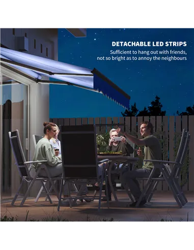 Outsunny 2.5 x 2m Electric Awning with LED Light and Remote Controller, Aluminium Frame DIY Retractable Awning, UV50+ Sun Shade 