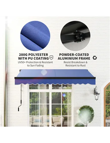 Outsunny 2.5 x 2m Electric Awning with LED Light and Remote Controller, Aluminium Frame DIY Retractable Awning, UV50+ Sun Shade 