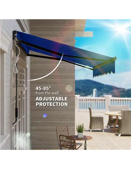 Outsunny 2.5 x 2m Electric Awning with LED Light and Remote Controller, Aluminium Frame DIY Retractable Awning, UV50+ Sun Shade 