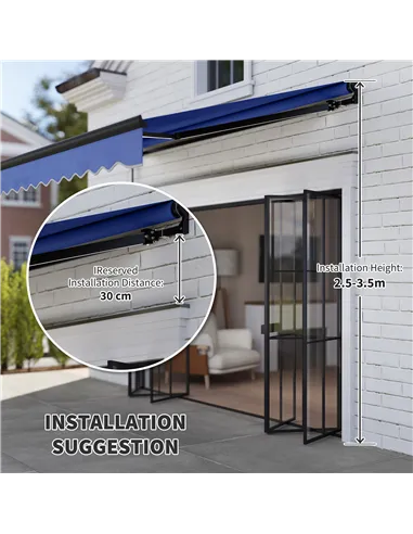Outsunny 2.5 x 2m Electric Awning with LED Light and Remote Controller, Aluminium Frame DIY Retractable Awning, UV50+ Sun Shade 